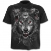 T-shirt homme noir à meute de loup et attrape rêve