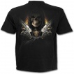 T-shirt homme noir à squelette flingueur aux cheveux longs