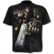 T-shirt homme noir à squelette flingueur aux cheveux longs