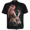 T-shirt homme à serpent cobra et déesse du rock sur fond tribal