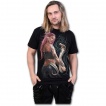 T-shirt homme à serpent cobra et déesse du rock sur fond tribal