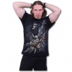 T-shirt homme à squelette rock jouant sur une guitare ornée de cranes