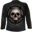 T-shirt manches longues homme effet craquelé à tête de mort et pentacle