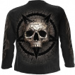 T-shirt manches longues homme effet craquel  tte de mort et pentacle