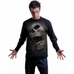 T-shirt manches longues homme effet craquelé à tête de mort et pentacle