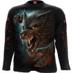 T-shirt manches longues homme à loup garou féroce hurlant à la lune