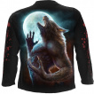 T-shirt manches longues homme à loup garou féroce hurlant à la lune
