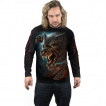 T-shirt manches longues homme à loup garou féroce hurlant à la lune