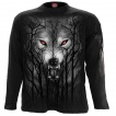 T-shirt manches longues homme à loup hurlant dans les arbres et pleine lune