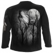 T-shirt manches longues homme à loup hurlant dans les arbres et pleine lune