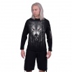T-shirt manches longues homme à loup hurlant dans les arbres et pleine lune