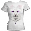 T-shirt ventre nu femme gothique avec chat à collier celtique