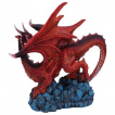 Statuette Dragon rouge posé sur rochers bleus