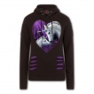 sweat capuche femme dchir  duo de licornes sur coeur violet