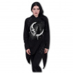 Sweat-capuche femme long  oeillets avec chat noir sur lune