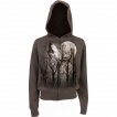 Sweat capuche femme à loup hurlant dans les arbres et pleine lune
