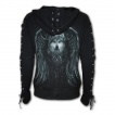 Sweat-capuche femme  zip et manches laces 