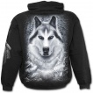 Sweat capuche gothique noir pour enfant  loup dans une fort enneige
