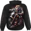 Sweat capuche homme  chien bulldog sur sa moto