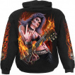 Sweat capuche homme crane  ailes de feu et rockeuse style calavera