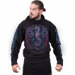 Sweat capuche homme  dragon violet et pourpre ail sur fond runique