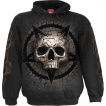 Sweat capuche homme effet craquel  tte de mort et pentacle