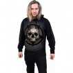 Sweat capuche homme effet craquel  tte de mort et pentacle