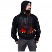Sweat capuche homme gothique à démon de feu et d'os noirs