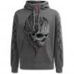 Sweat-capuche homme gris à crane et coulures de sang