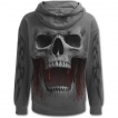 Sweat-capuche homme gris à crane et coulures de sang