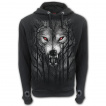 Sweat capuche homme manches cteles  loup hurlant dans les arbres