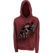 Sweat capuche homme marron à faucheuse déchirant le tissu
