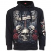 Sweat capuche homme rock  guitare aile avec cranes et roses