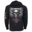 Sweat capuche homme rock  guitare aile avec cranes et roses