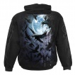 Sweat capuche homme  vole de corbeaux et pleine lune bleue