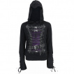 Sweat-capuche rubans femme avec motif corset de cuir et métal