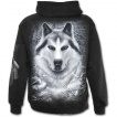 Sweat-shirt à capuche homme noir à zip à loup dans une forêt enneigée