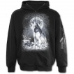 Sweat-shirt  capuche homme noir  zip  loup dans une fort enneige