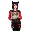 Sweat-shirt femme Banned à chat style crane de sucre et poches pattes de chat