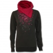 Sweat-shirt gothique femme avec capuche à rabas et motif de roses ensanglantées
