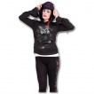 Sweat-shirt gothique femme avec chat gris à griffes sorties et déchirures