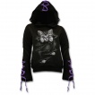 Sweat-shirt gothique femme avec chat gris à griffes sorties et déchirures