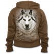 Sweat-shirt gothique femme avec loup dans une fort enneige