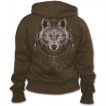 Sweat-shirt gothique femme avec loup et attrape-rves amrindien