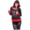 Sweat-shirt rock femme avec tête de mort sur drapeau Union Jack