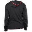 Sweat-shirt gothique femme  capuche et bords  damier noir et rouge