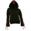 Sweat-shirt gothique femme à capuche et rubans rouges