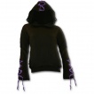 Sweat-shirt gothique femme à capuche et rubans violets