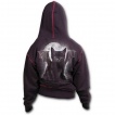 Sweat-shirt gothique femme court avec chat noir à ailes et dents de vampire