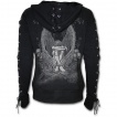 Sweat-shirt gothique femme à lacets avec ange sur pentagramme